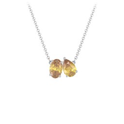 Toi et Moi Oval and Pear Gemstone Necklace