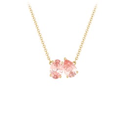 Toi et Moi Oval and Pear Gemstone Necklace in 18K Gold Plated Silver with Morganite