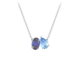 Toi et Moi Oval and Pear Gemstone Necklace