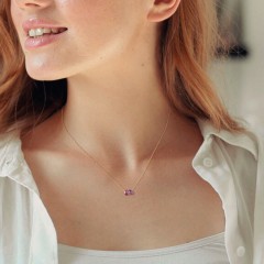 Toi et Moi Oval and Pear Gemstone Necklace