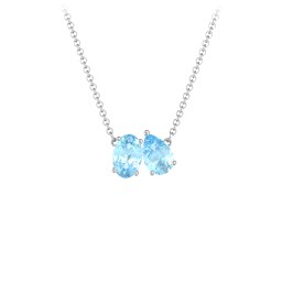 Toi et Moi Oval and Pear Gemstone Necklace in 925 Sterling Silver with Blue Topaz