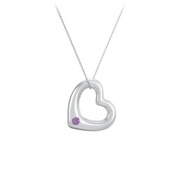 Floating Puffy Heart Pendant with 2 Birthstones