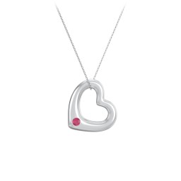 Floating Puffy Heart Pendant with 2 Birthstones