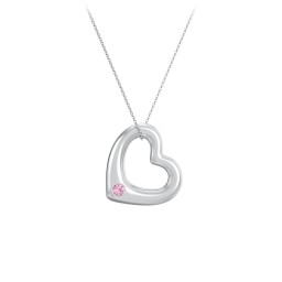 Floating Puffy Heart Pendant with 2 Birthstones