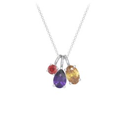 Toi et Moi + Baby and Me - Necklace Charms in 925 Sterling Silver with Amethyst, Citrine, and Garnet