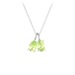 Toi et Moi Necklace Charms in 925 Sterling Silver with Peridot