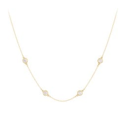 Bezel-Set Round Stone Station Necklace