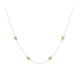 Bezel-Set Round Stone Station Necklace