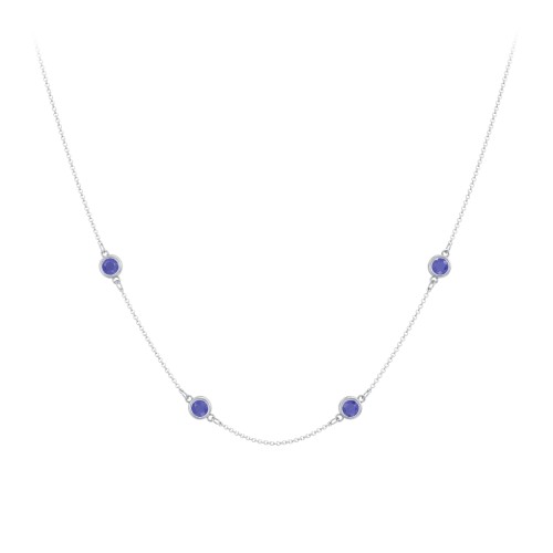 Bezel-Set Round Stone Station Necklace