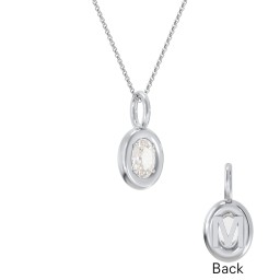 Oval Frame Stone Necklace With Back Initial