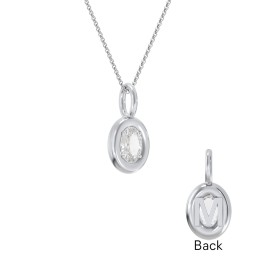 Oval Frame Stone Necklace With Back Initial