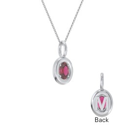 Oval Frame Stone Necklace With Back Initial