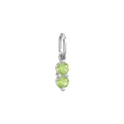 2 Gemstone Vertical Charm in 925 Sterling Silver with Peridot