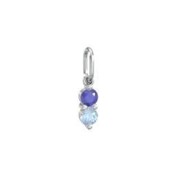2 Gemstone Vertical Charm in 925 Sterling Silver with Blue Sapphire and Blue Topaz