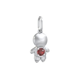 Little Boy Charm with Gemstone in 925 Sterling Silver with Garnet