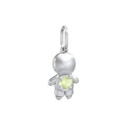 Little Boy Charm with Gemstone in 925 Sterling Silver with Peridot