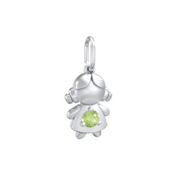 Little Girl Charm with Gemstone in 925 Sterling Silver with Peridot