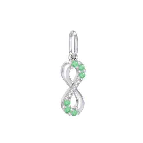 Infinity Charm with Accents – Sterling Silver with Green Premium Zirconia