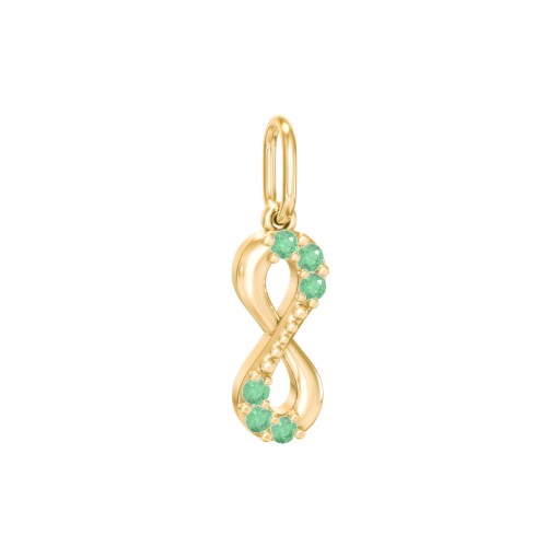 Infinity Charm with Accents – 9kt Yellow Gold with Green Premium Zirconia