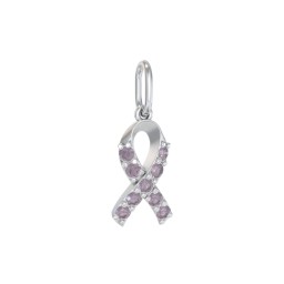 Pavé Awareness Ribbon Charm in 925 Sterling Silver with Alexandrite