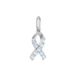 Pavé Awareness Ribbon Charm in 925 Sterling Silver with Blue Topaz