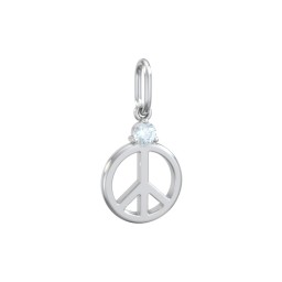Peace Charm with Gemstone in 925 Sterling Silver with Aquamarine
