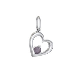Tilted Heart Gemstone Charm in 925 Sterling Silver with Alexandrite