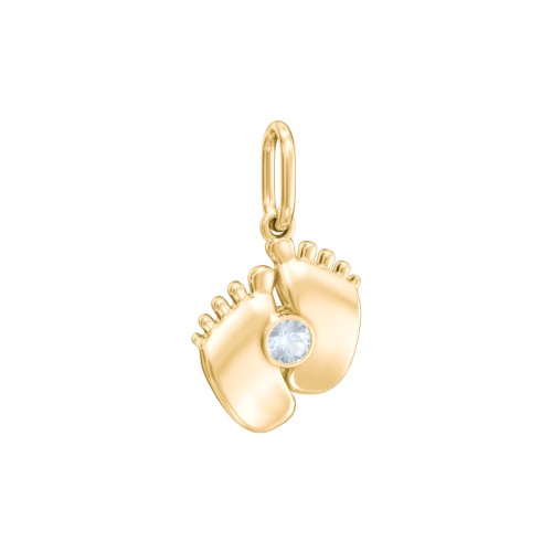 Baby Feet Gemstone Charm – 9kt Yellow Gold with Aquamarine