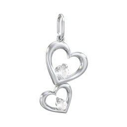 Tilted Hearts Charm with Gemstones