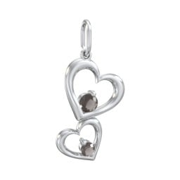 Tilted Hearts Charm with Gemstones