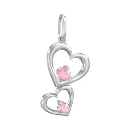 Tilted Hearts Charm with Gemstones