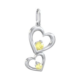 Tilted Hearts Charm with Gemstones