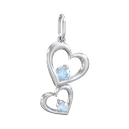 Tilted Hearts Charm with Gemstones