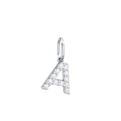 Pavé Initial Charm-A – Sterling Silver with White Premium Zirconia