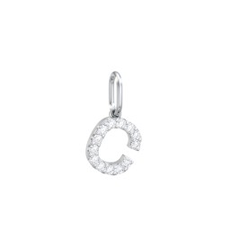 Pavé Initial Charm-C in 925 Sterling Silver with White Premium Zirconia