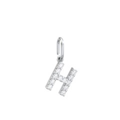 Pavé Initial Charm-H – Sterling Silver with White Premium Zirconia