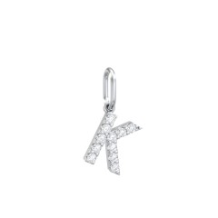Pavé Initial Charm-K – Sterling Silver with White Premium Zirconia