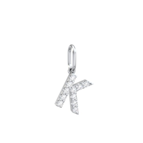 Pavé Initial Charm-K – Sterling Silver with White Premium Zirconia