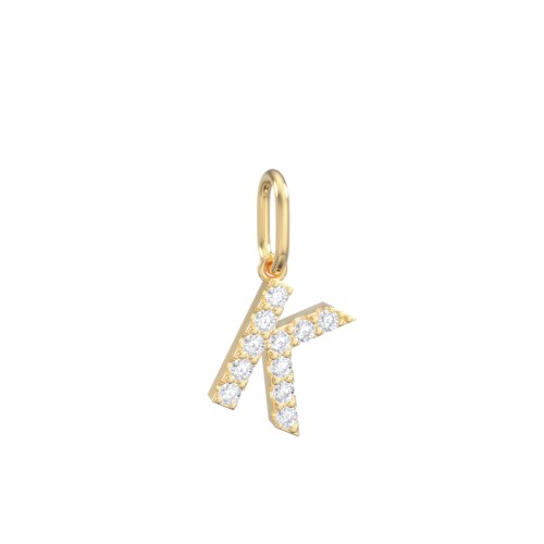 Pavé Initial Charm-K – 9kt Yellow Gold with White Premium Zirconia