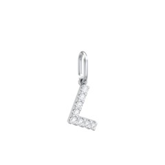 Pavé Initial Charm-L – Sterling Silver with White Premium Zirconia
