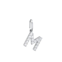 Pavé Initial Charm-M in 925 Sterling Silver with White Premium Zirconia