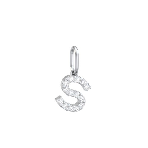 Pavé Initial Charm-S – Sterling Silver with White Premium Zirconia