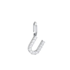 Pavé Initial Charm-U – Sterling Silver with White Premium Zirconia