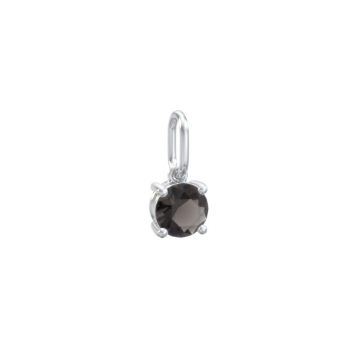 Round Gemstone Charm – Sterling Silver with Smokey Quartz