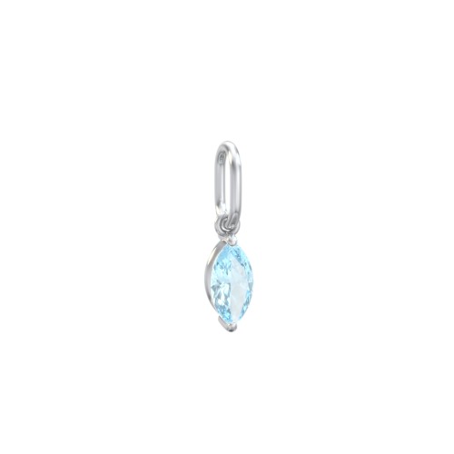 Marquise Gemstone Charm – Sterling Silver with Blue Topaz