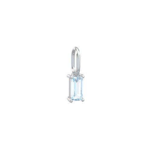 Baguette Gemstone Charm – Sterling Silver with Aquamarine