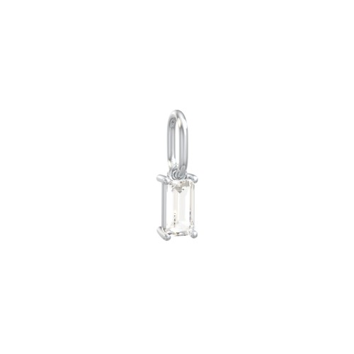 Baguette Gemstone Charm – Sterling Silver with Cubic Zirconia