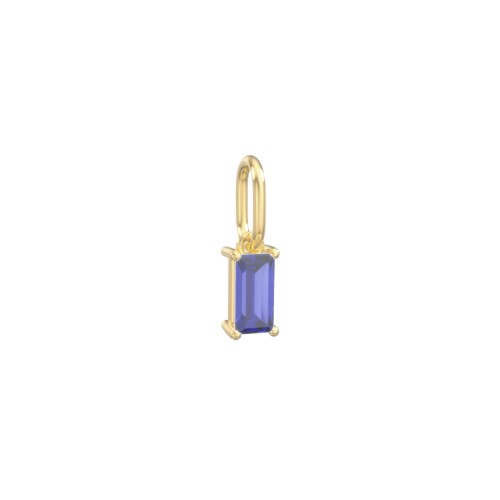 Baguette Gemstone Charm – 9kt Yellow Gold with Blue Sapphire