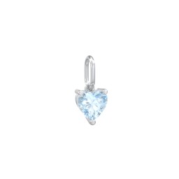 Heart Gemstone Charm in 925 Sterling Silver with Aquamarine