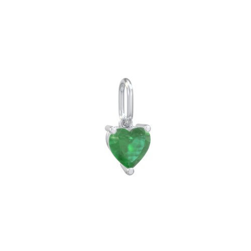 Heart Gemstone Charm – Sterling Silver with Emerald